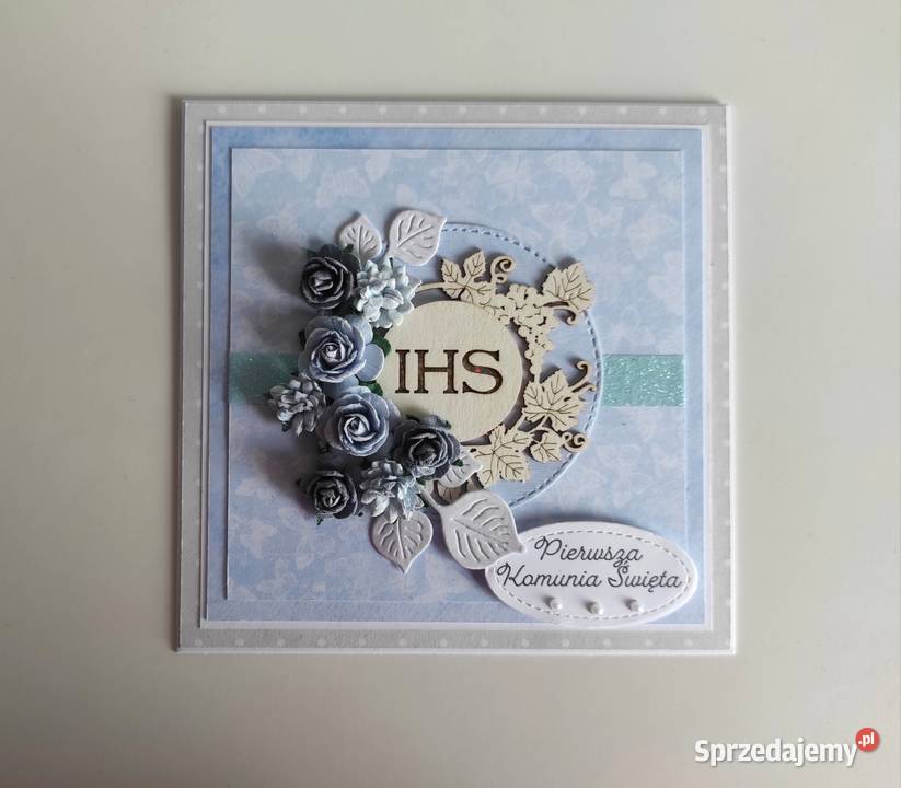 Kartka w pudełku ręcznie robiona na Komunię Łódź
