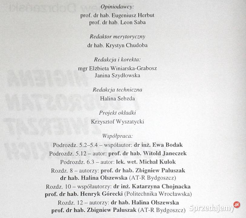 Higiena i dobrostan zwierząt gospodarskich Roman Chełm