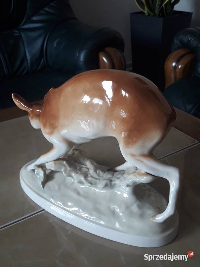Porcelanowa sarna królewski Royal Dux lubelskie Janów Lubelski
