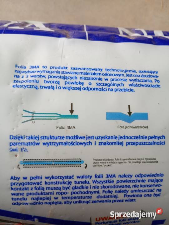 Folia ogrodnicza tunelowa UV4 3warstwowa 12mx33m Andruszkowice sprzedam