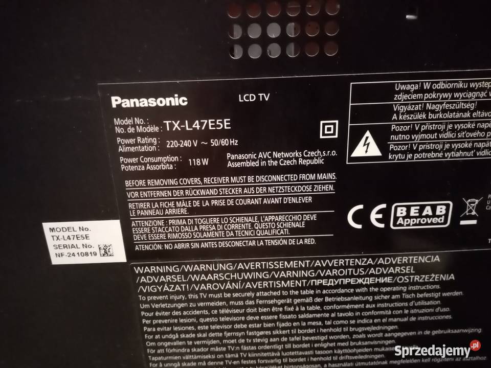 Telewizor LCD Panasonic TXL47E5E 47 sprzedam