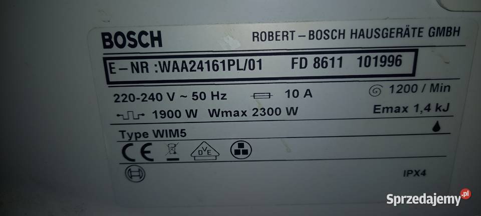 Pralka Bosch Classix x5 1200 obrmin z wężami