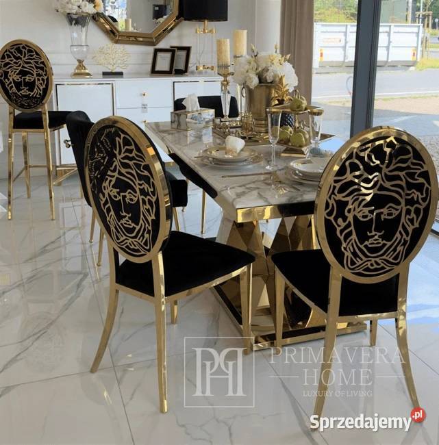 Designerskie krzesło glamour czarne do jadalni Warszawa