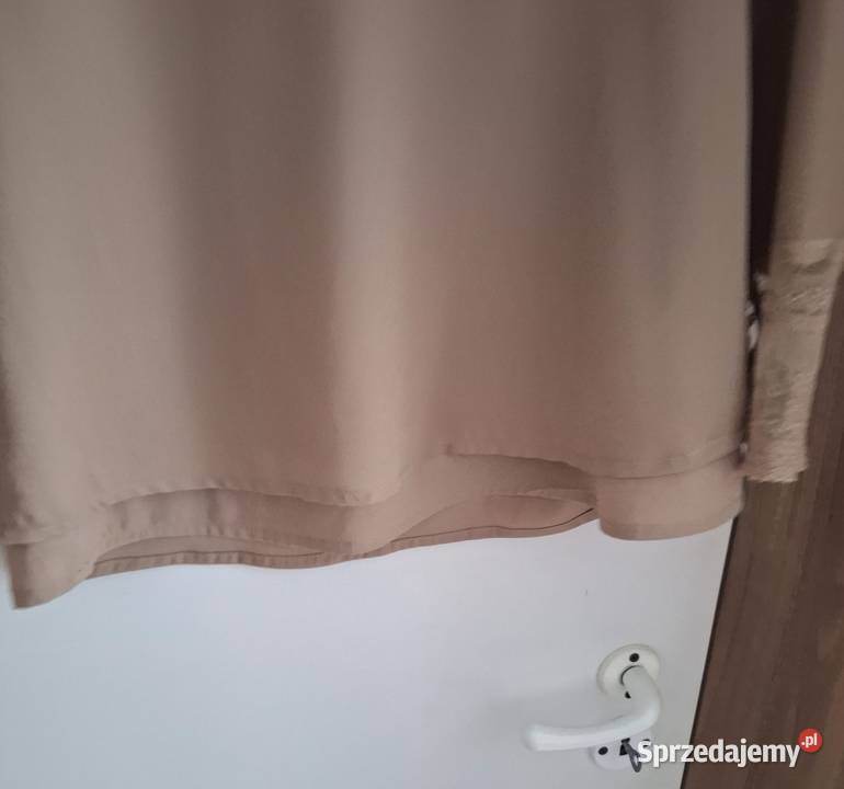 Elegancka beżowa brązowa bluzka z długim rękawem Kraków