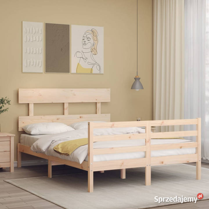 Rama łóżka z wezgłowiem lite drewno 140x200 Warszawa