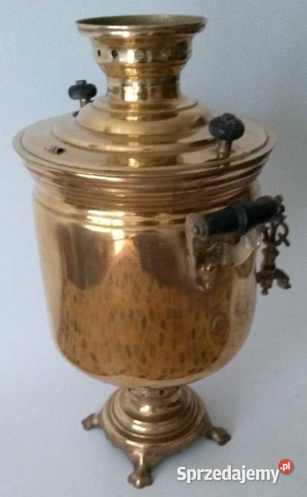 Rosyjski mosiężny samowar na węgiel Łódź