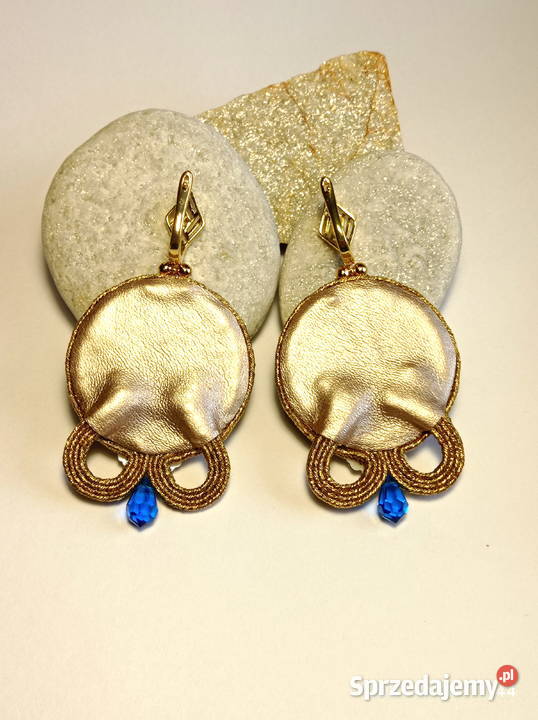 KOLCZYKI OKRĄGŁE ZŁOTE Z KWIATKIEM SUTASZ mazowieckie