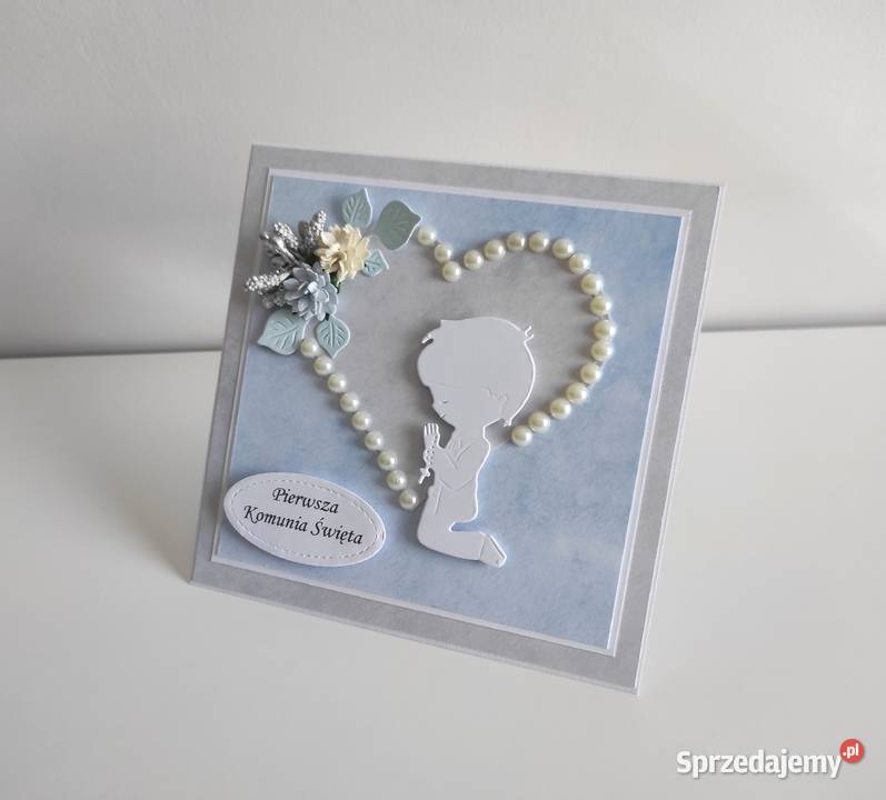 Kartka ręcznie robiona Komunia Święta handmade Łódź