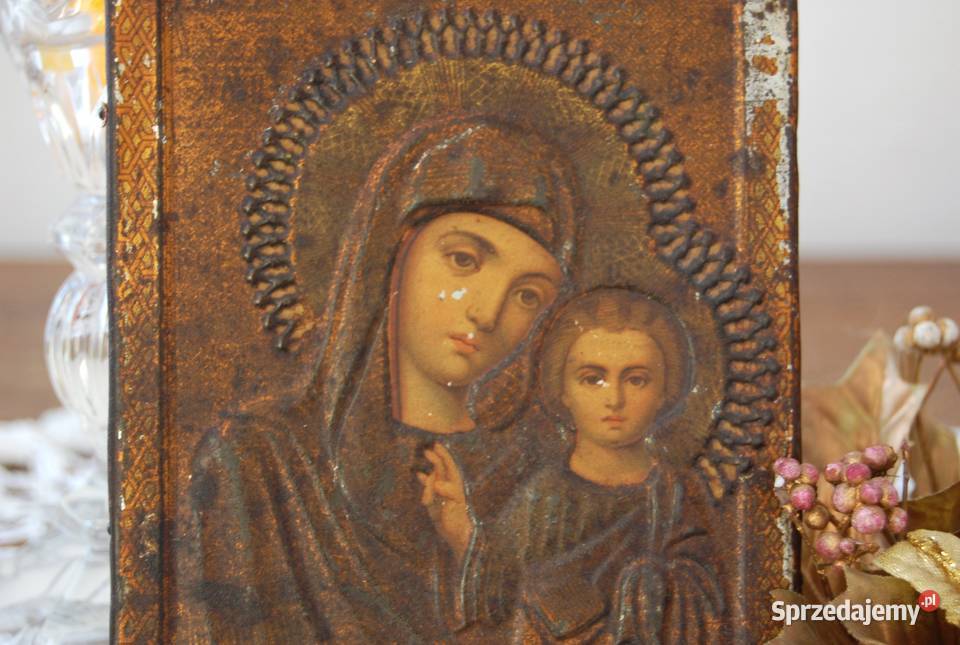 Matka Boża Kazańska stara ikona rosyjska antyk Obrazki i obrazy