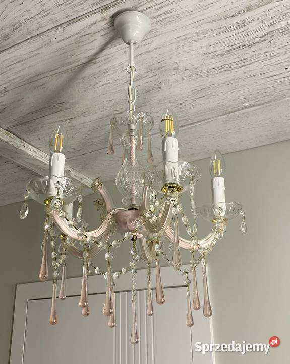 Francuski Żyrandol vintage 8 Lampa 5ram róż Poznań