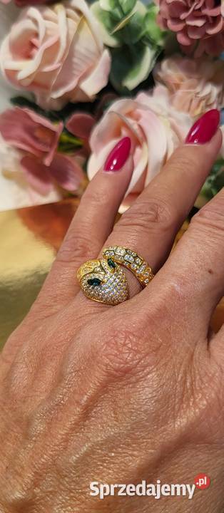 Pierścionek wąż ze srebra próby 925 Rachel Zoe z złoto Bielsko-Biała