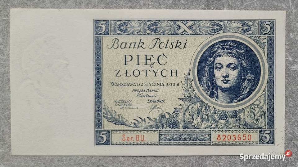 B4 POLSKA II RP 5 Złotych 1930 BU Numizmatyka Wola Kruszyńska