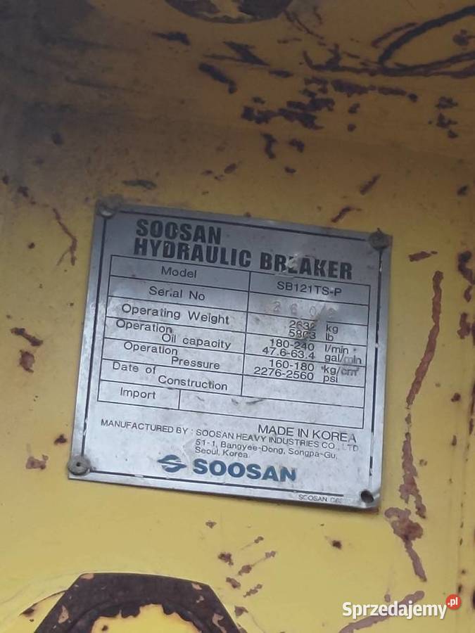Młot hydrauliczny do koparki Soosan SB121TSP Pozostałe Kielce