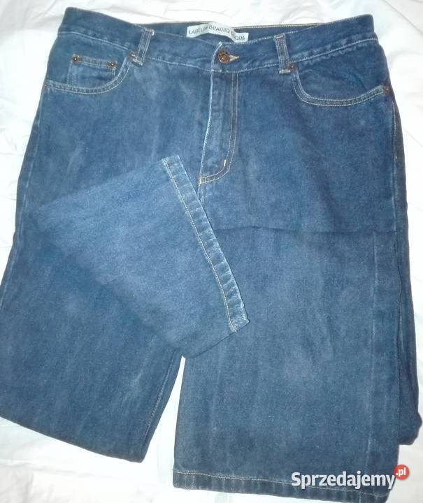 Jeansy długie ciemno granatowe 40 42 L XL Bez wzoru Warszawa