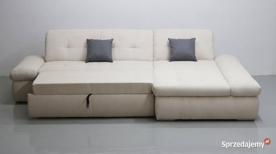 TIL Narożnik z funkcją spania beżowa tkania Narożniki Poznań