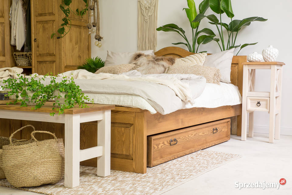 Łóżko drewniane 160x200 sosnowe producent