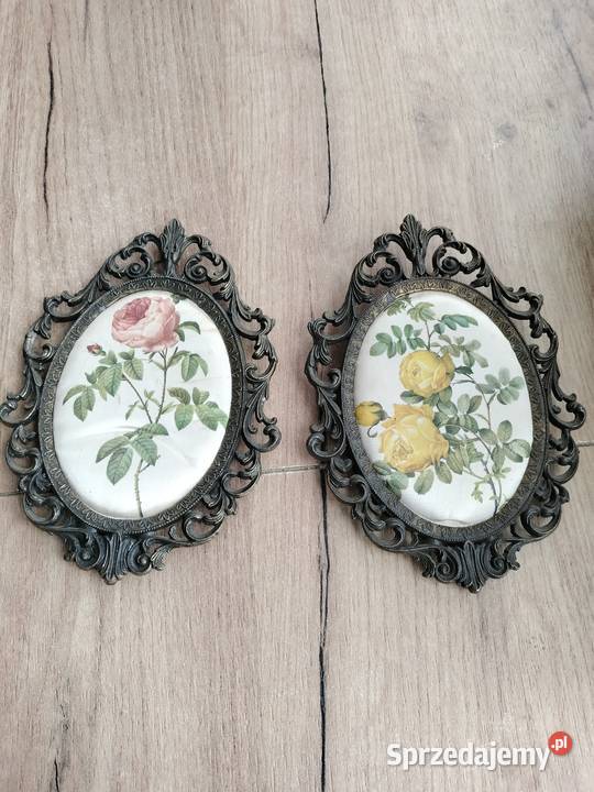 Dwie piękne metalowe ramki obrazki z różami Choszczno sprzedam