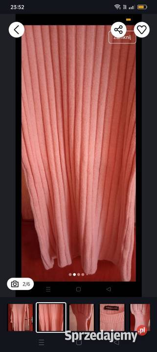 Długi ciepły sweter Bez wzoru Kowalec