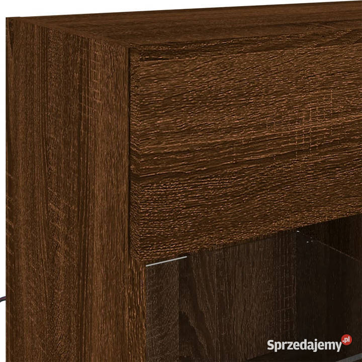 Ścienna szafka TV z LED brązowy dąb 785x30x605 Warszawa