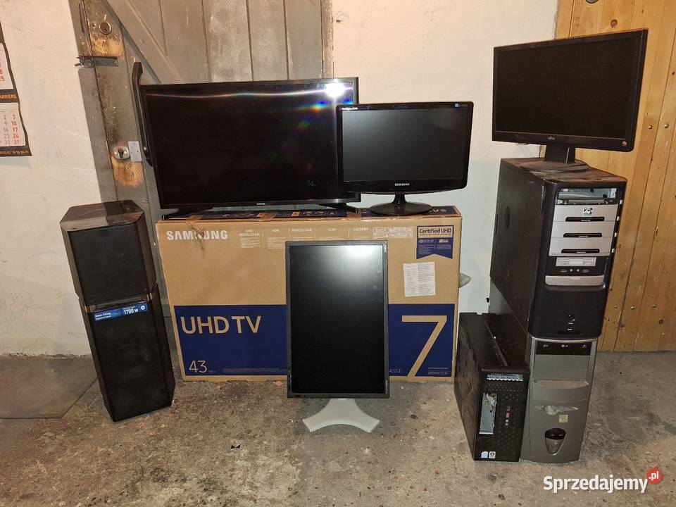 Zestaw elektroniki telewizor smart kolumna Monitory i projektory Kęty sprzedam