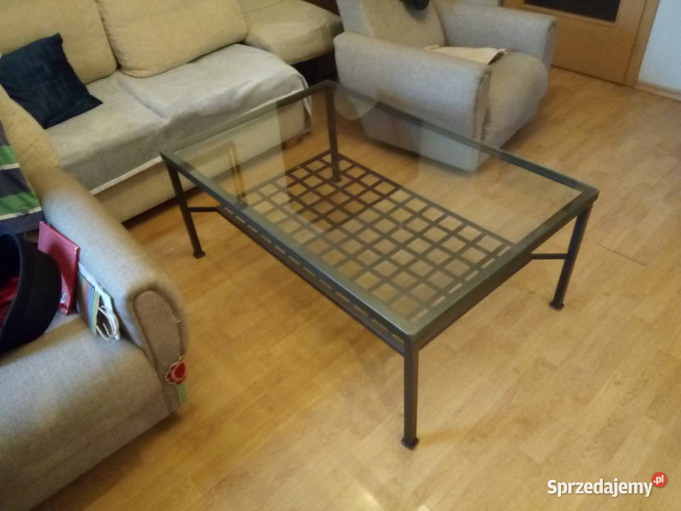 Modernistyczny skandynawski stół szkło metal Gliwice