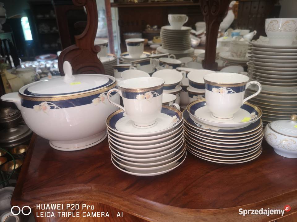 Filiżanka z talerzkiem deserowym z kobaltem Antyki, Sztuka, Kolekcje Gdańsk