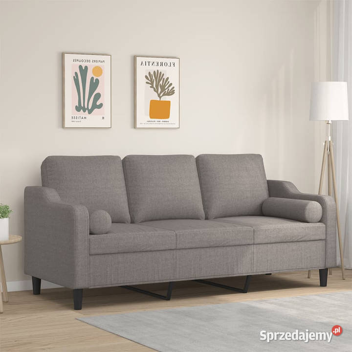 3osobowa sofa z poduszkami kolor taupe 180