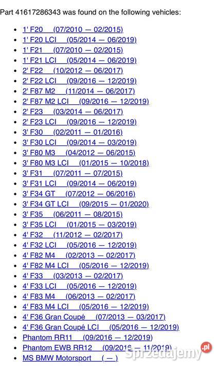 Zawias maski BMW Prawy prawa 41617286344