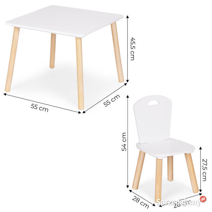 Zestaw mebli dzieci stolik 2 krzesła białe opolskie Smogorzów