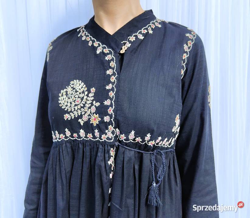 Orientalna czarna suknia tunika S 36 bawełna Szczecin sprzedam