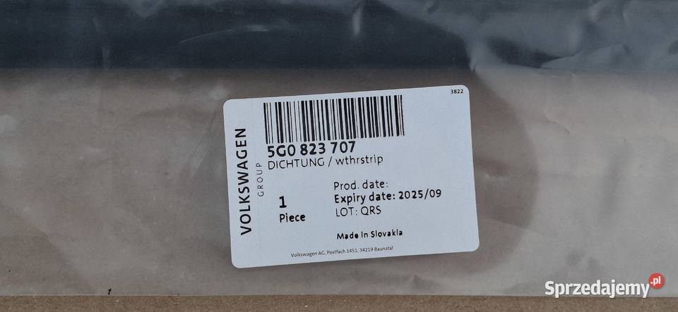 GOLF VII AUDI A1 II USZCZELKA MASKI POKRYWY osobowe Bieleń