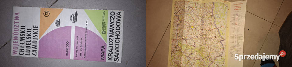 Mapa krajsamochodowa PRL 1989 niski nakład stan Łęczyca