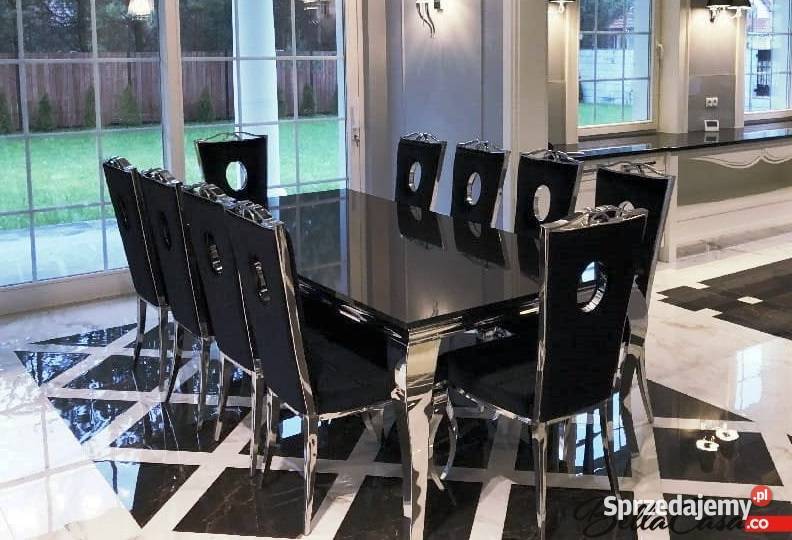 Stół glamour Ludwik 220 Biały Czarny Stolik Ława Warszawa