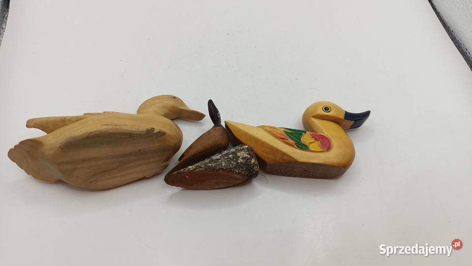 Drewniane figurki dekoracja rzeźba ptaki kaczki Zamość sprzedam