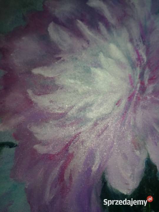 Bukiet pelargonii obraz olejny na płótnie Malarstwo Kuźnia Raciborska sprzedam