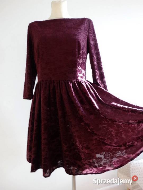 Sukienka Wieczorowa Imprezowa na Wesele Bordowa czerwony Łomża