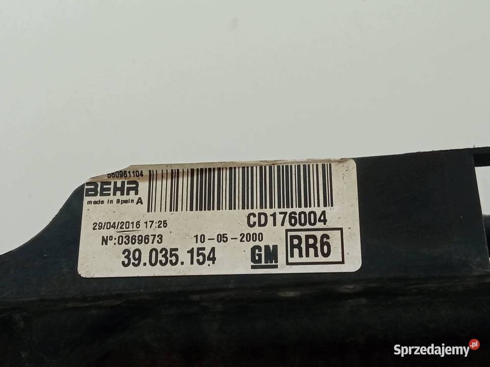 WENTYLATOR CHŁODNICY 14 B 39035154 Opel Corsa V Rok produkcji 2016