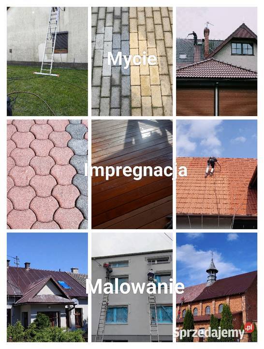 Mycie malowanie dachów elewacji domów z drewna małopolskie Kraków usługi budowlane