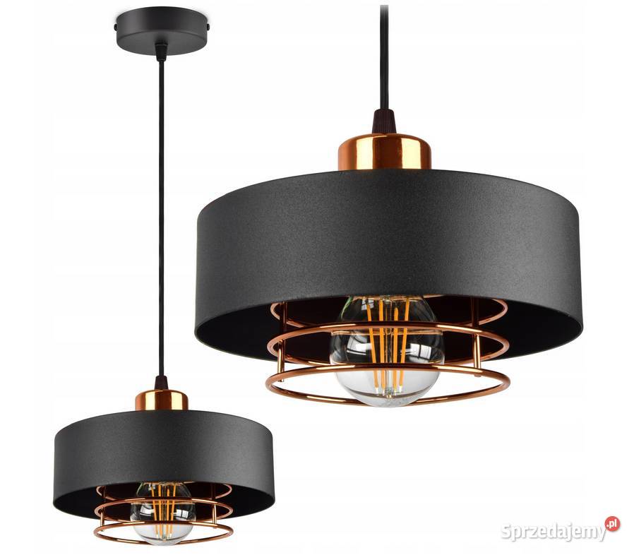 LAMPA WISZĄCA SUFITOWA ŻYRANDOL Czarna z miedzią