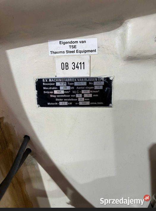 Prasa mimośrodowa 45 ton Rijva 5041 mechaniczna Przystajń sprzedam