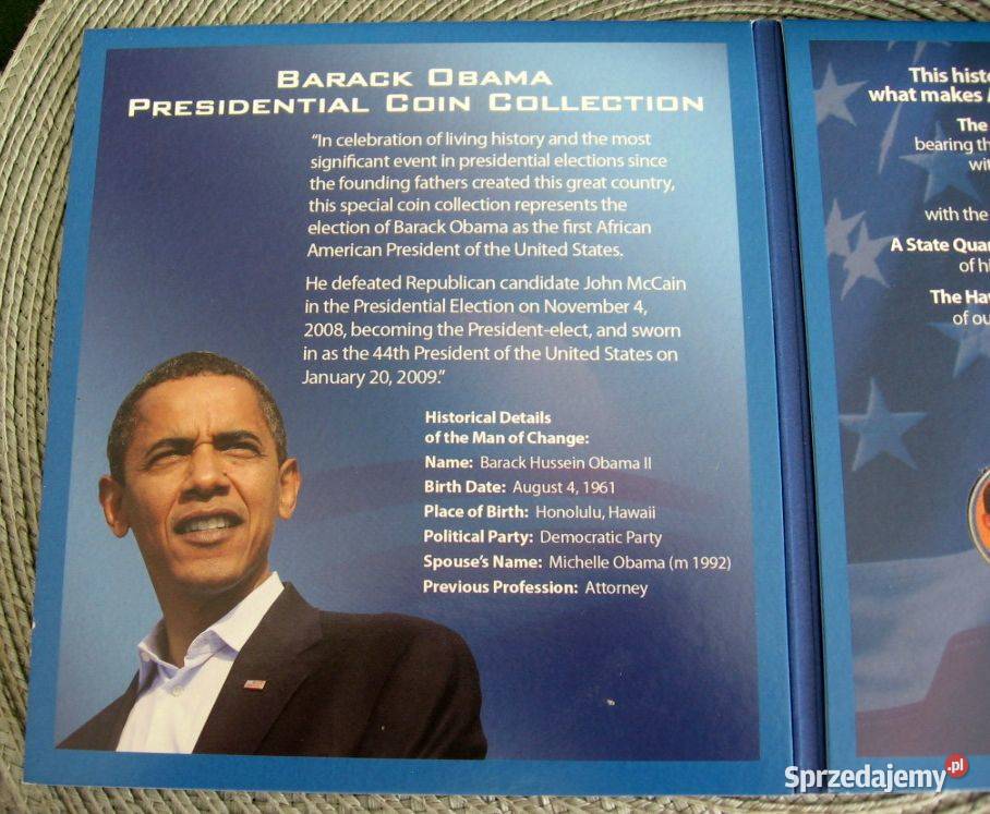 USA Monety Barack Obama e pięknym opakowaniu Kalisz