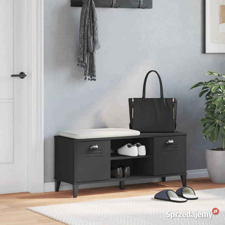 Ławka na buty VIKEN czarna 106x35x45 materiał Warszawa