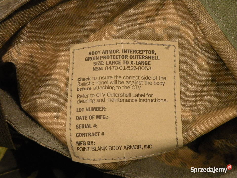 Panel UCP Body Armor Interceptor Groin LXL dolnośląskie Wrocław