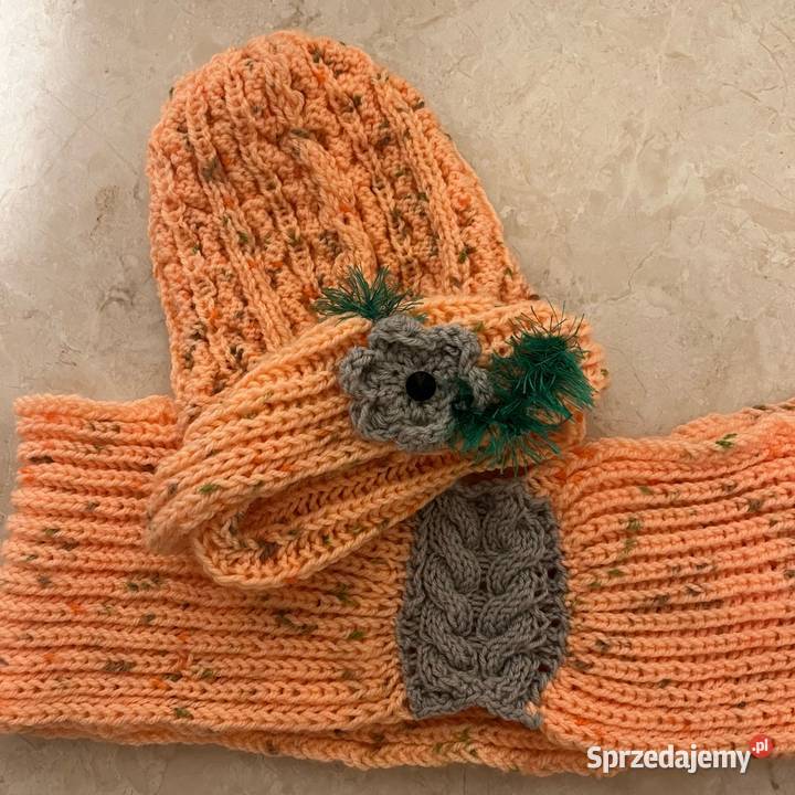 komplet handmade pomarańczowa czapka i szalik małopolskie Kraków sprzedam