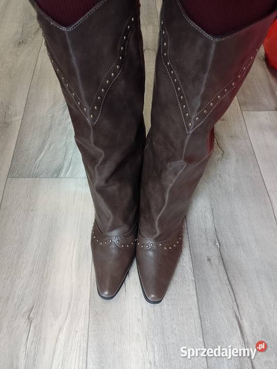 4142 Bogato zdobione Kozaki kowbojki wieczorowe 26.5cm Kraków