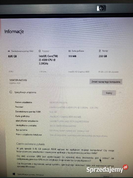 Zestaw Komputer I5 8gb Monitor Dell wielkopolskie Zagórów sprzedam