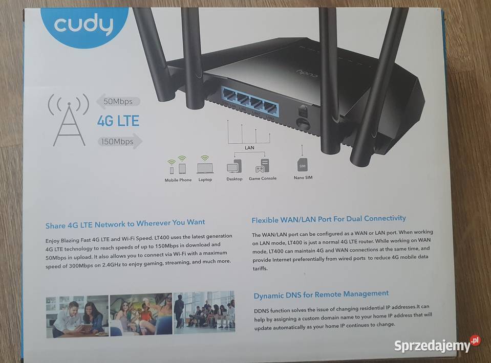 Router 4G LTE z WiFi 4 porty RJ45 FastEthernet 100Mbit Łomianki