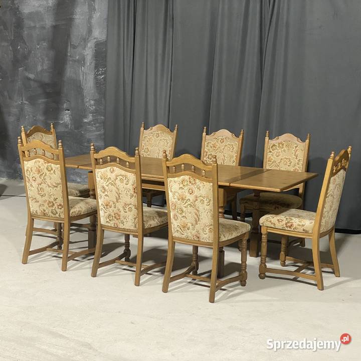 Dębowy komplet do jadalni rozkładany stół 8 76cm zachodniopomorskie
