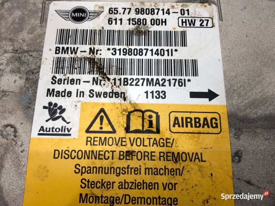 SENSOR AIRBAG MINI R56 9808714 0514 CZUJNIK osobowe