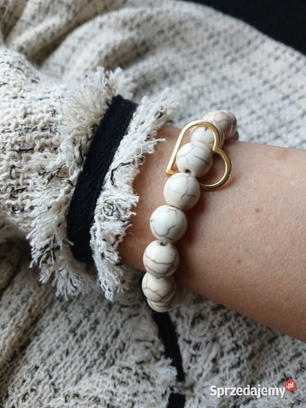 Bransoletka damska z Howlitu 10mm z konturem Kielce sprzedam